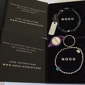 NOGU Beaded and Silver Bracelet Set - Blue & Purple Accents